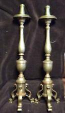 Pair of Two 2 Set of Antique Brass Metal Candlesticks American Americana Old picture