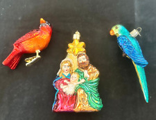 Old World Christmas Ornament Collection: Holy Family, Resting Cardinal, Parakeet picture