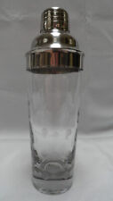 Mikasa Cheers Cocktail Shaker Blown Glass Etched Dots 10 1/2” Stainless Steel picture