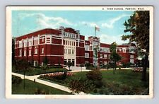 Pontiac MI-Michigan, Public High School, Antique Vintage c1923 Souvenir Postcard picture