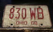 Vintage 1968 Ohio Red/White License Plate 12”x6” Classic picture