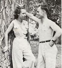Flirty Skinny Couple by a Tree Original Snapshot Vintage Photo picture