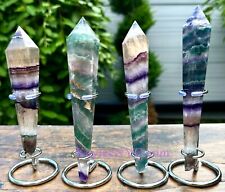 Wholesale Lot 4 Pcs Natural Rainbow Fluorite Septer W Stand Crystal picture