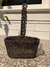 Vintage Woven Metal Basket 7”x10
