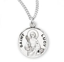 Round Sterling Silver Medal Patron Saint Lucy Size 0.9in x 0.7in picture