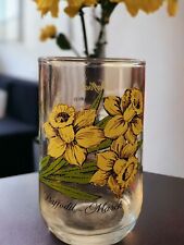 Drinking Glass 1950s Brockway Flower of The Month Daffodil March Glassware picture