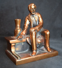 Vintage Ronson AMW Bronze Finish Abraham Lincoln Striker Lighter All Original picture