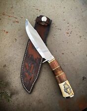 AB CUTLERY CUSTOM HANDMADE STEEL D2 HUNTING KNIFE HANDLE BY STEEL CLIP,STAG,WOOD picture