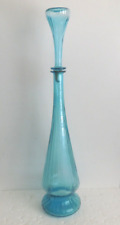 Mid-Century Modern Ice Blue Glass Genie Bottle 1950s - 26