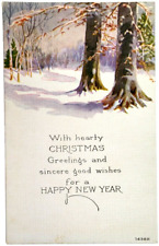 Postcard Wish Hearty Christmas Greetings Happy New Year Owen Card Pub. Co. picture