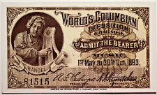 1893 Columbian World's Fair COMPOSER HANDEL 1992 Reproduction Ticket 7E picture