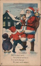 Santa Claus 1923 Christmas Greetings J. P. Antique Postcard 1c stamp Vintage picture