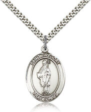 Saint Gregory The Great Medal For Men - .925 Sterling Silver Necklace On 24 ... picture