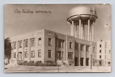 Old Postcard MATTOON IL City Bldg & Water Tower RPPC Real Photo 1955 Cancel picture