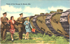 Postcard Tanks at Fort George Meade, Maryland, Linen, Unused picture