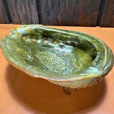 Vintage Mid Century Ceramic Footed Abalone Shell Bowl Dish Tray Pearl MCM Legs picture
