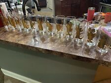 Anchor Hocking Highball Glasses Horoscope Zodiac 22K gold COMPLETE SET OF 12 picture