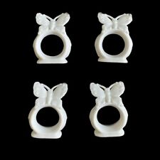 Vintage White Porcelain Butterfly Napkin Rings Holders Japan Farmhouse MCM Read picture