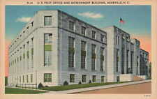 US POST OFFICE & GOVERNMENT BUILDING POSTCARD ASHEVILLE NC NORTH CAROLINA 1930s picture