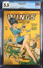 Wings comics #93 CGC FN- 5.5 Golden Age War Comic Bob Lubbers Cover 1948 picture