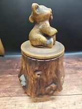 California Originals Brown Squirrel On Tree Stump Ceramic Cookie Jar Vintage EUC picture