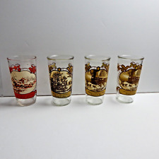 SET OF 4 VINTAGE 1981 ARBYS CURRIER & IVES GLASS DRINKING TUMBLERS picture