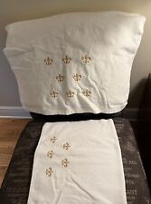 Avanti Bath Towel & Hand Towel Set Gold Embroidery Fleur De Lis Ivory Towels USA picture