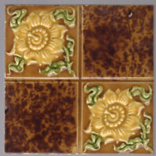 Henry Richards - c1905 - Yellow Passion Flowers - Antique Majolica Tiles picture