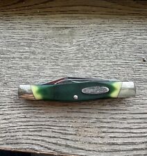 Vintage Remington 9504 Knife 2 Blade Trapper Green Delrin Handle Good Condition picture