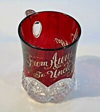 Antique Ruby Red Flash & Clear Engraved Mug 