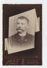 Antique Circa 1880s Tromp L'oeil Cabinet Card Handsome Man Mustache Reading, PA picture