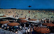 Michigan Mt Clemens Metropolitan beach umbrellas ~ 1950s-60s postcard sku729 picture