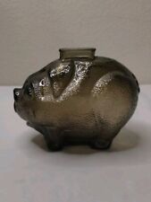 Vintage Dark Amber embossed Glass Piggy Bank Pig - Break to Open picture