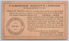 1929-33 Postcard Farmers Equity Union Membership Card Greenville IL L Melton picture