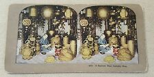 Vintage Antique Stereoview Card Japanese Brass Curiosity Shop Asian picture