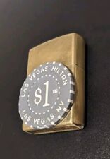 Cool All Brass Zippo Hilton Chip Gambler Real Casino Chip Vegas  Dad Nice picture