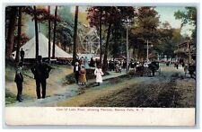 1915 View Of Lake Road Showing Pavillion Amusement Park Falls NY Postcard picture