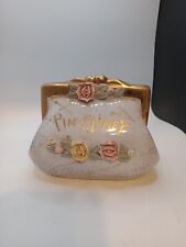 Vintage Lefton's PIN MONEY Purse Coin Bank S1346  Roses Leaves  4x6x2 picture