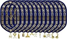 MASONIC BLUE LODGE GOLD LOT OF 12 CHAIN COLLAR + FREE JEWEL SET BEST QUALITY picture