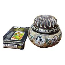 Japanese Incense Aroma Jar Imperfect Asian reticulated Hand Painted Signed picture