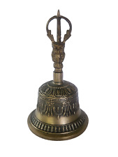 Vintage TIBETAN Prayer Pewter/Brass BELL Temple Hand Buddhist picture