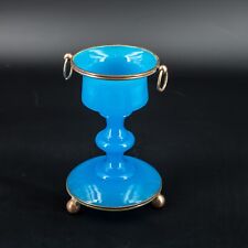 Antique French Opaline Glass Candle Holder Candlestick Blue Bronze mounted picture