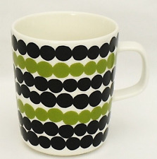 Marimekko OIVA SIIRTOLAPUUTARHA White w/Green & Black Dots Rasymatto Pattern Mug picture