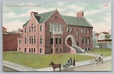 Muscatine Iowa~Public Library~Horse & Buggy in Front~c1910 Postcard picture