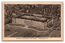 Rochester NY Madison Junior Senior High School Aerial Linen Postcard Posted 1937 picture