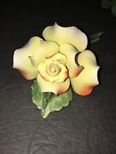 Vintage Lg Capidimonte Single Yellow/Orange Rose sculpture picture