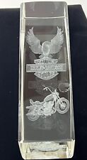 Harley Davidson Awesome 3-D Column Crystal Paperweight  5 7/8” High picture