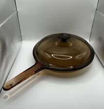 Vintage Corning Ware Visions 11” Amber Waffle Bottom Frying Pan Skillet & Lid picture
