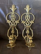 Vintage French Art Nouveau Style Brass Candle Sconces - a Pair picture