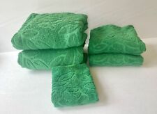 Vintage Cannon Sculpted Bath Towel Lot RARE Green Floral Rose Set of 5 picture